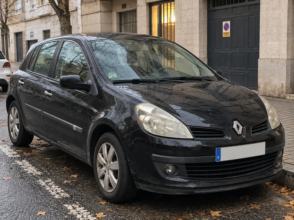 Renault Clio negro aparcado en la calle